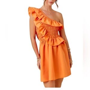 DAY+MOON Miriam Dress One Shoulder Cap Sleeve Ruffles A Line NWT Size Medium
